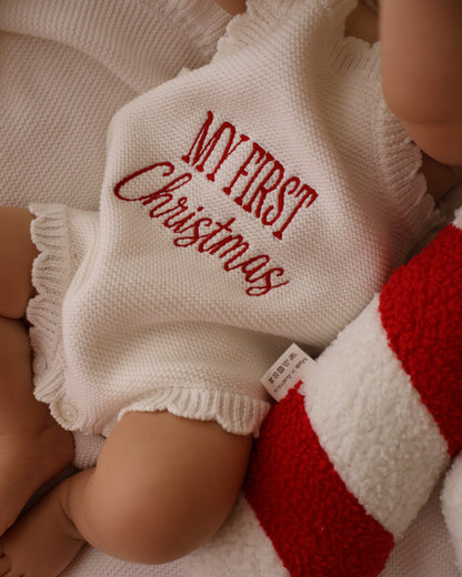 Elke & Indigo - PREORDER - My First Christmas Romper - Scallop Edge