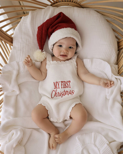 Elke & Indigo - PREORDER - My First Christmas Romper - Scallop Edge