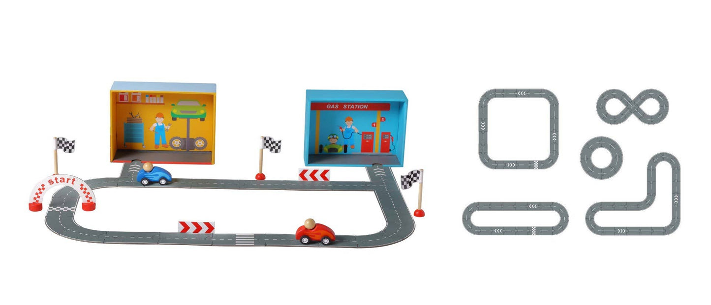 ToysLink - Racing Car Playset With Paper Puzzle Road