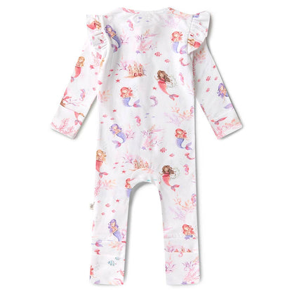 Snuggle Hunny - Mermaid Organic Snugglesuit Convertible Romper with Frill