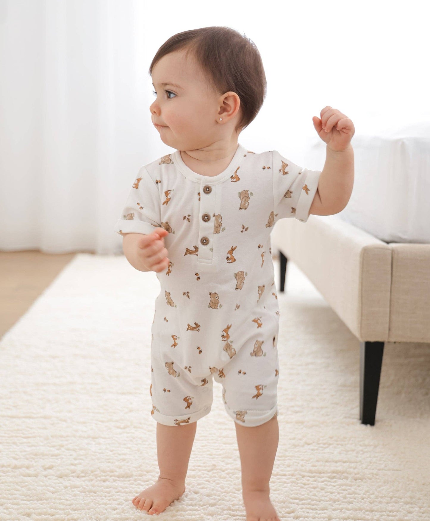 Lūmmi in Colour Babywear - Organic Cotton Romper - Bear & Bunny