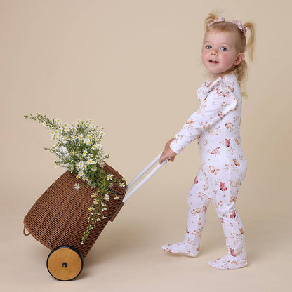 Snuggle Hunny - Butterfly Organic Snuggle Sleepsuit Zip Footie with Frill