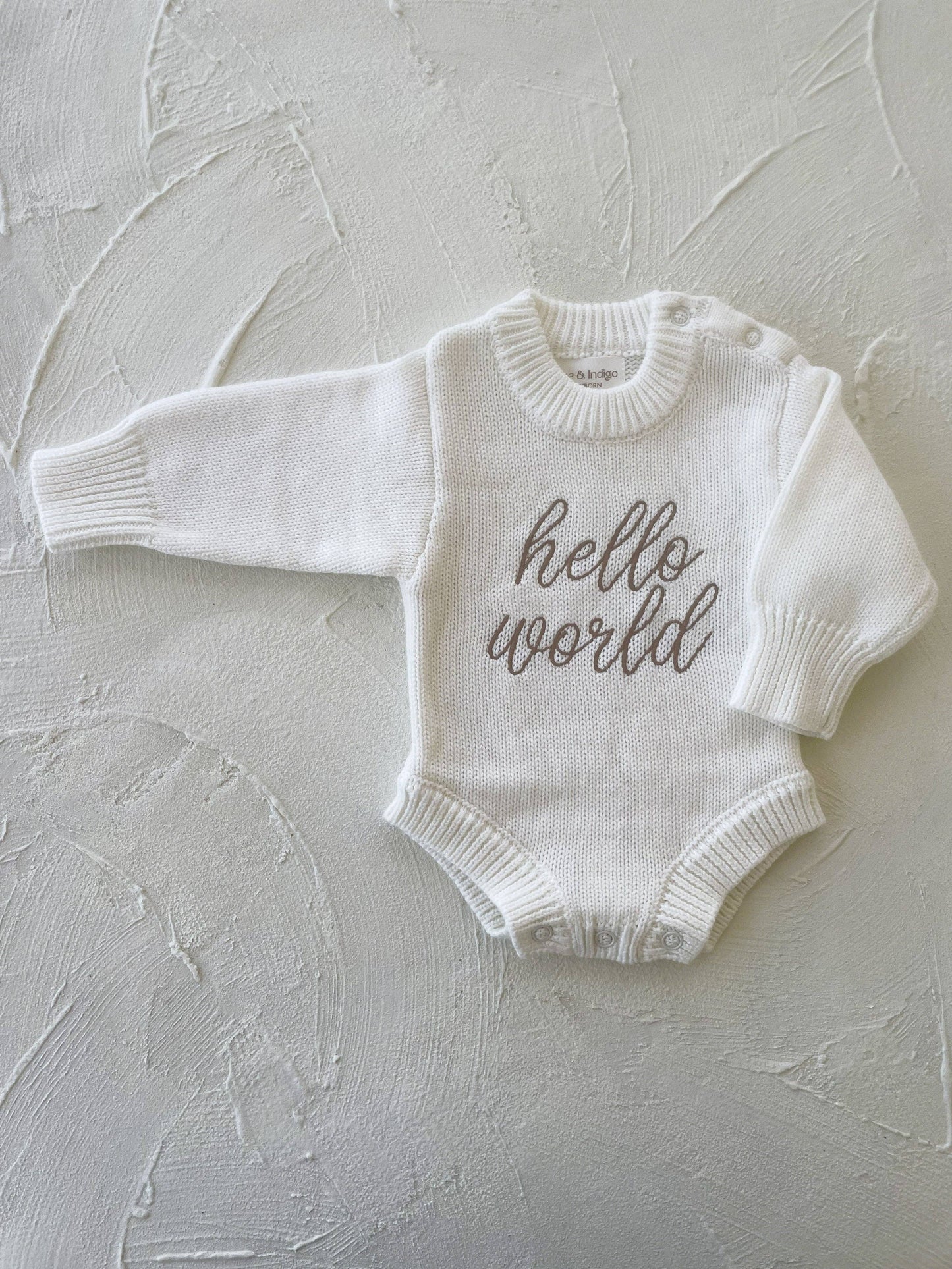 Elke & Indigo - Hello World L/S Romper - White/Mocha