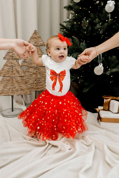 Confetti Kidz - Ruby Star Coquette Bow Bamboo Bodysuit