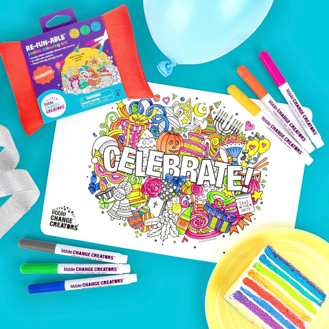 Little Change Creators - CELEBRATE! Reusable Colouring Set | Kids Birthday Gifts