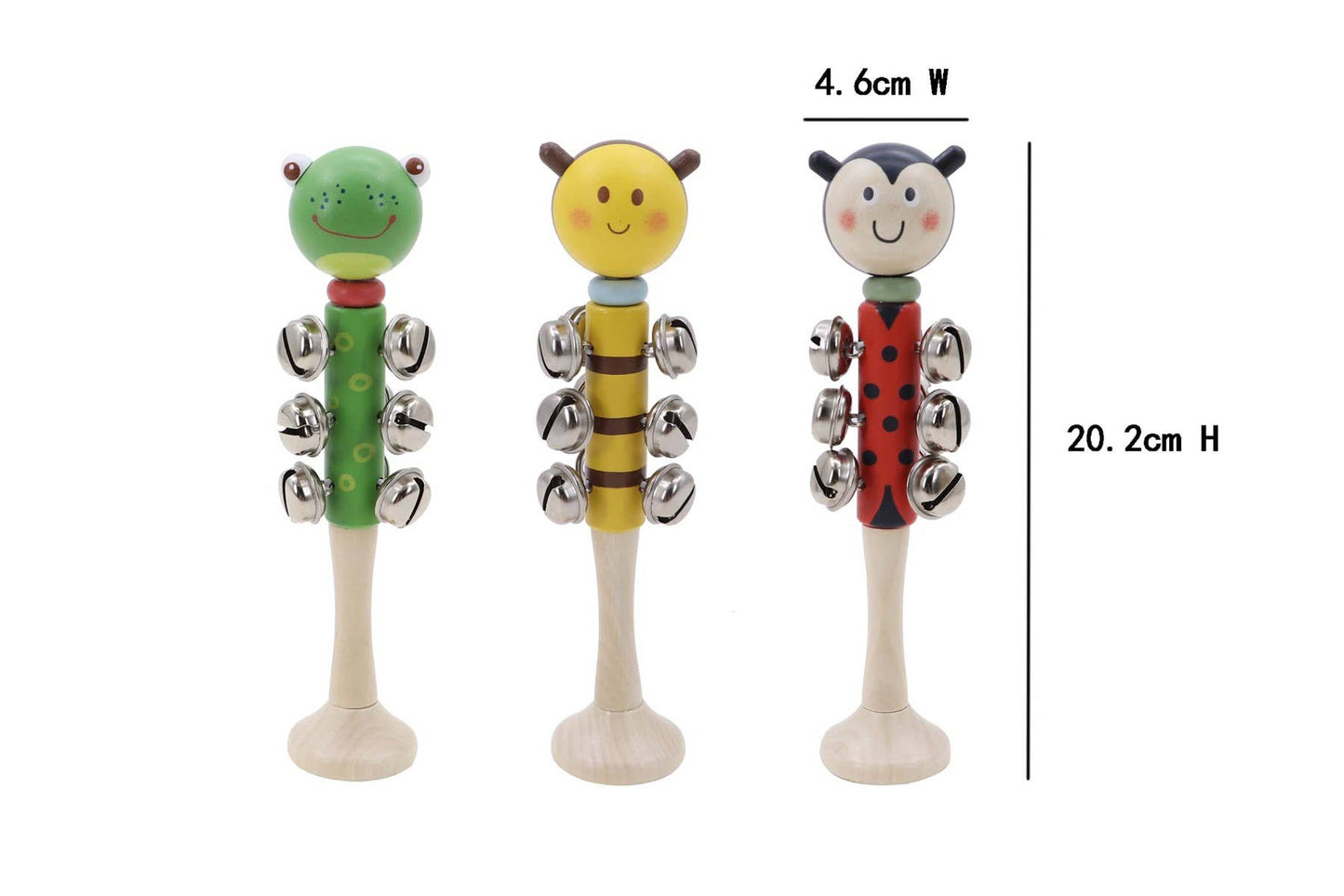 ToysLink - Wooden Bell Rings-Bee, Frog and Ladybug