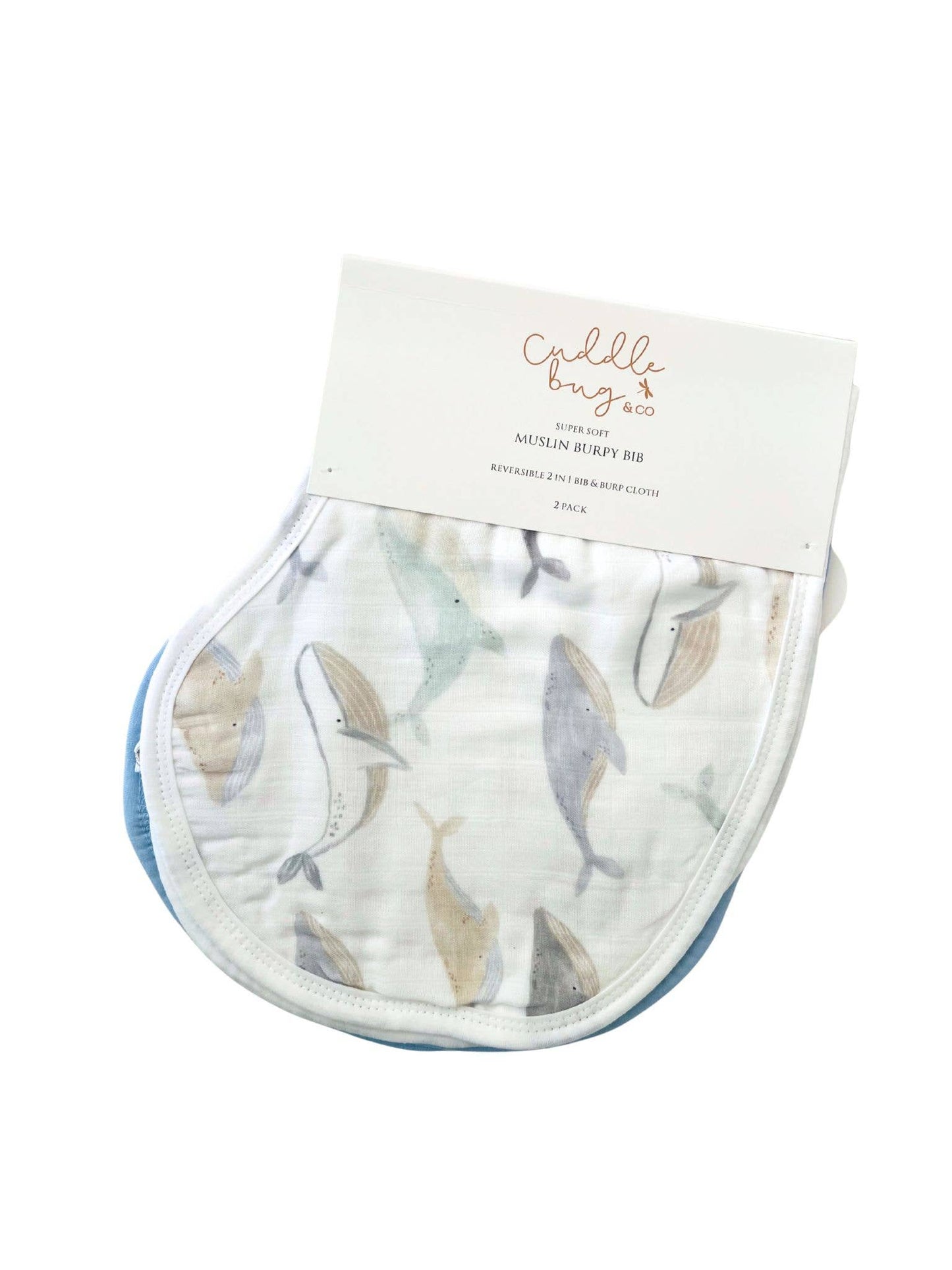 Cuddle Bug & Co - Burp Bib 2pk Whales & Blue