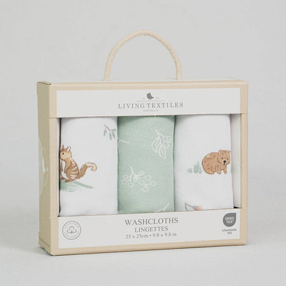 Living Textiles - 3 Pack Organic Wash Cloths - Australiana