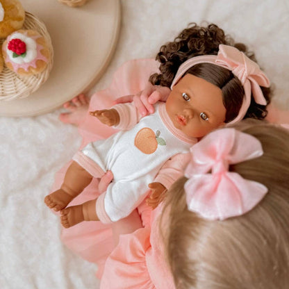 SALLI COLLECTIVE - Peaches & Cream Doll Romper+Bow set🍑 Fits 34-38cm Minikane Gordis, Mini Colettos, Llorens dolls