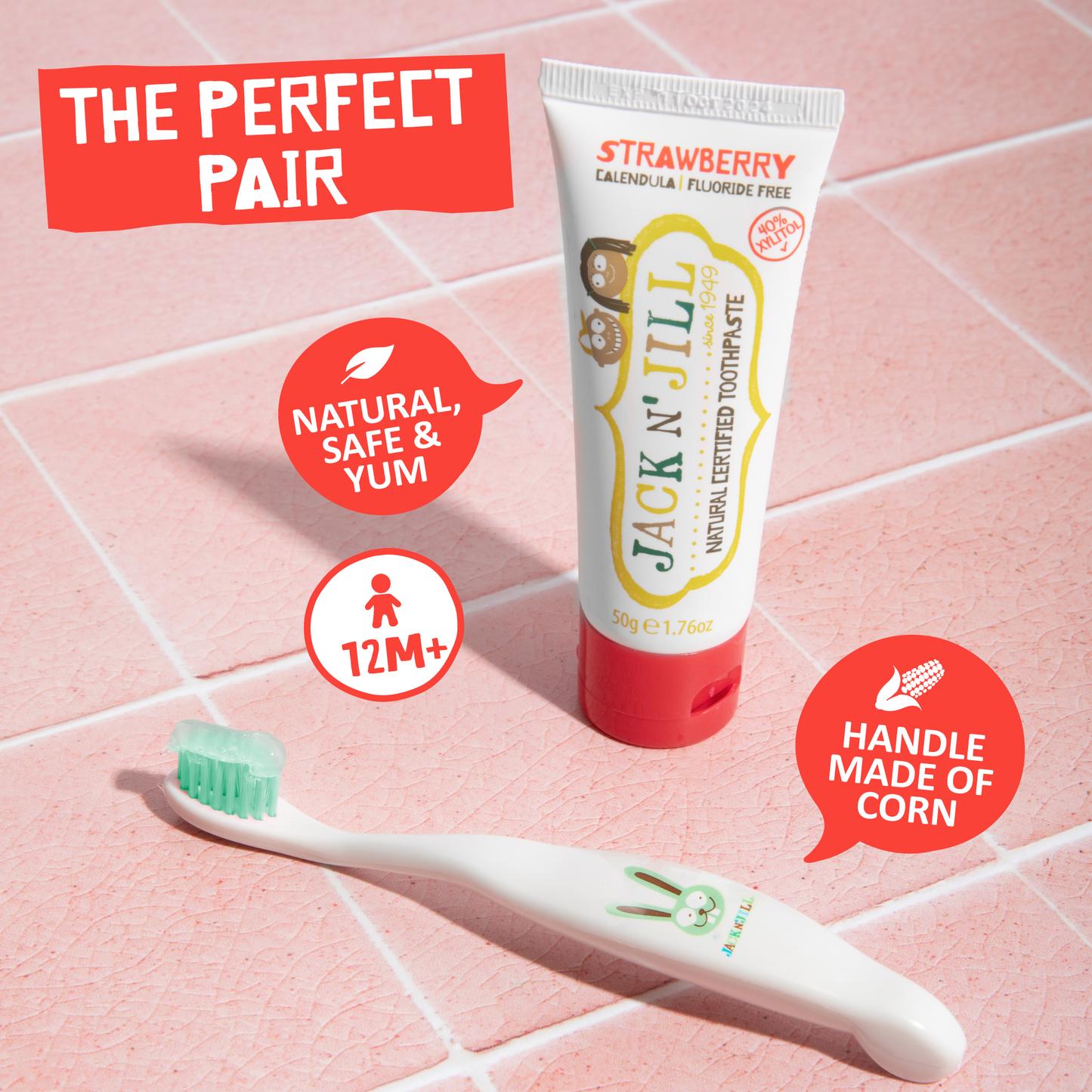 Jack N' Jill Kids - Jack N' Jill Tooth Buddy Pack - Strawberry + Kids Toothbrush
