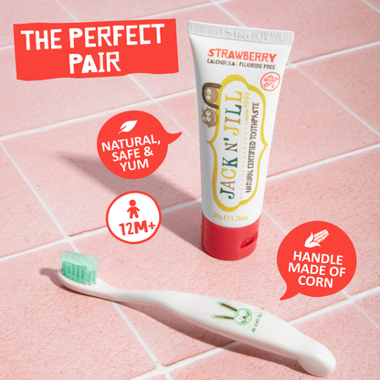 Jack N' Jill Kids - Jack N' Jill Tooth Buddy Pack - Strawberry + Kids Toothbrush