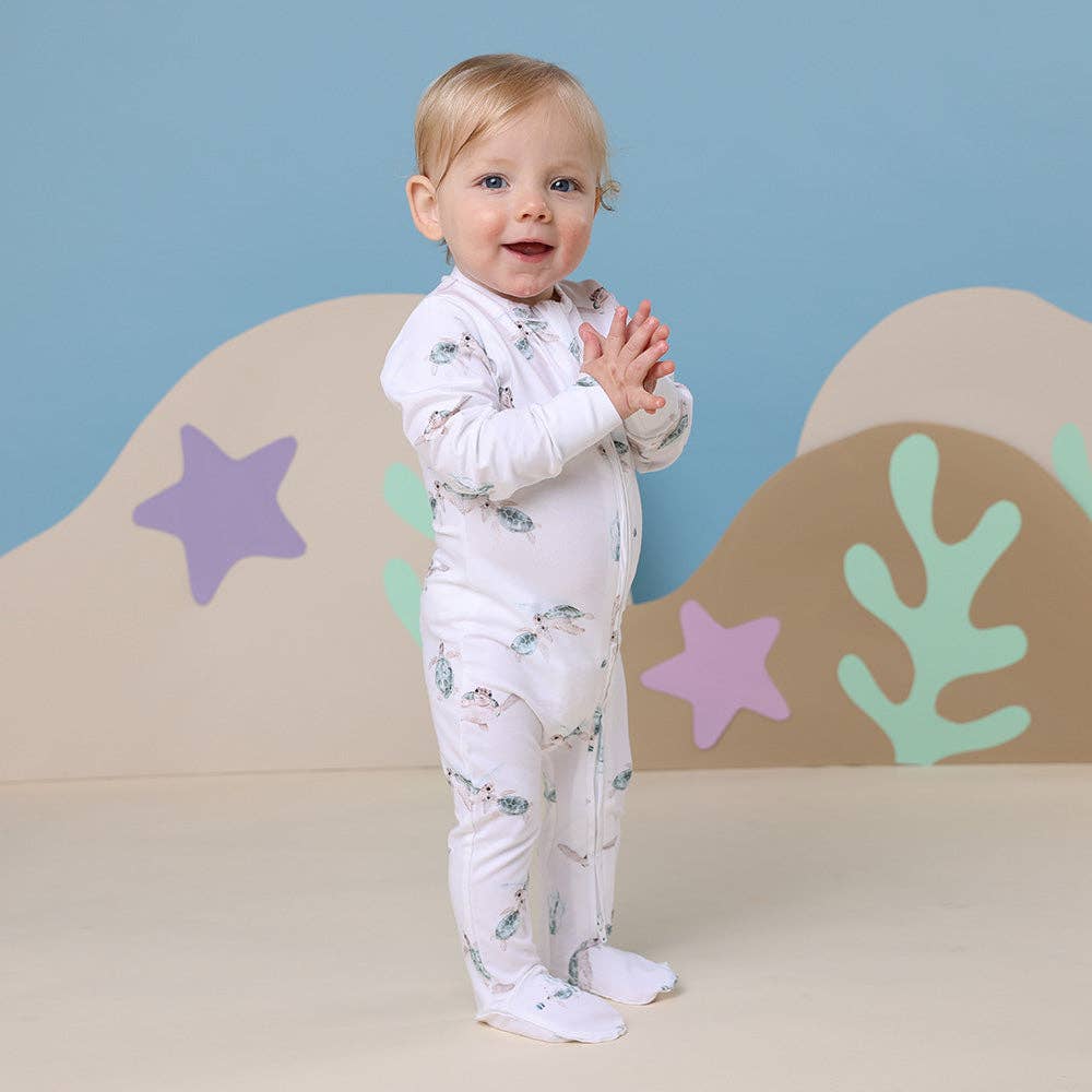 Snuggle Hunny - Turtle Organic Snuggle Sleepsuit Zip Footie
