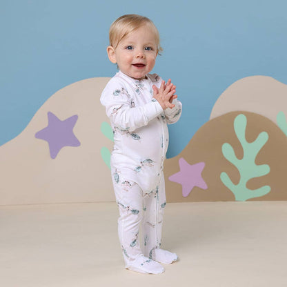 Snuggle Hunny - Turtle Organic Snuggle Sleepsuit Zip Footie
