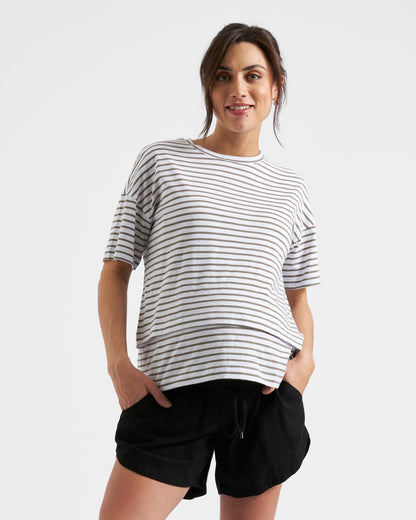 Ripe Maternity - Claudette Nursing Tee - White Olive