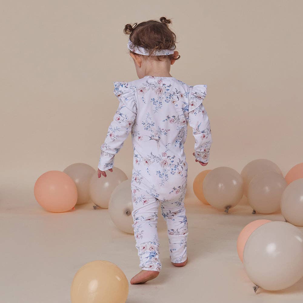 Snuggle Hunny - Sweet Swallows Organic Snugglesuit Convertible Romper
