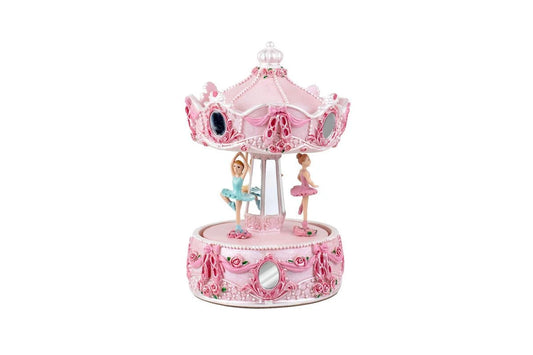 Mirror Carousel With Canopy Musical Revolving Ballerinas