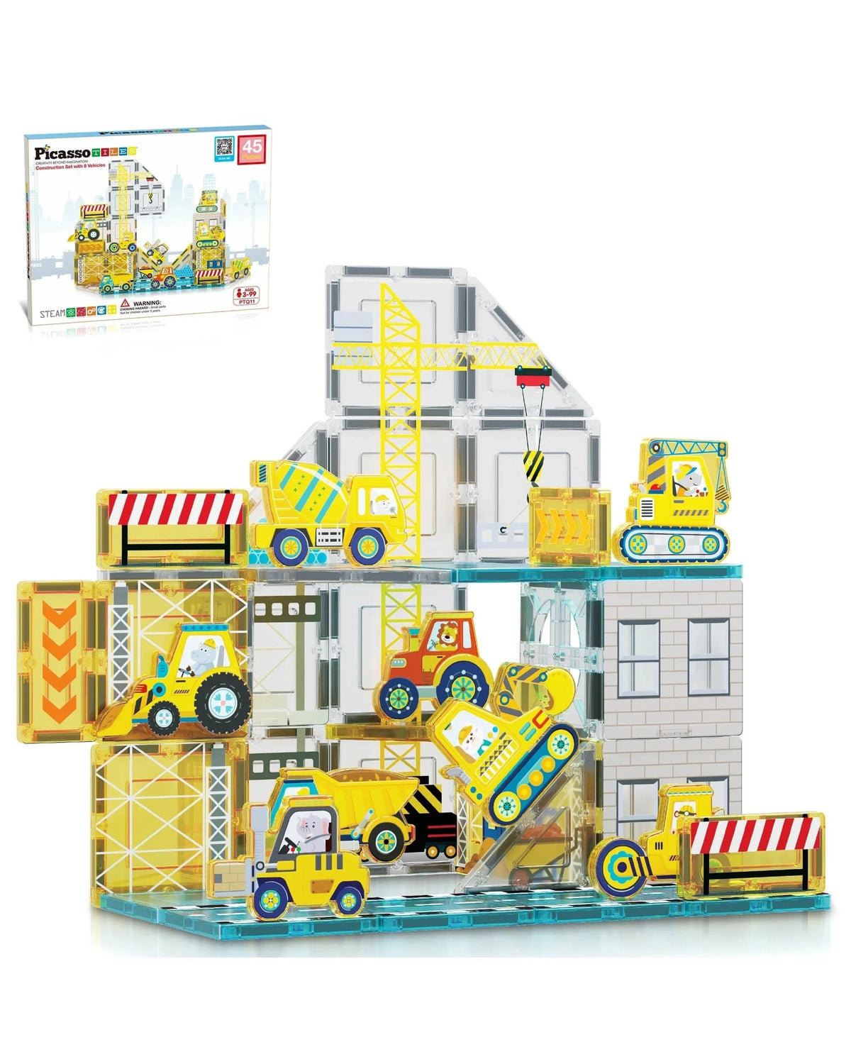 Picasso Tiles Construction Set with 8 Vehicles