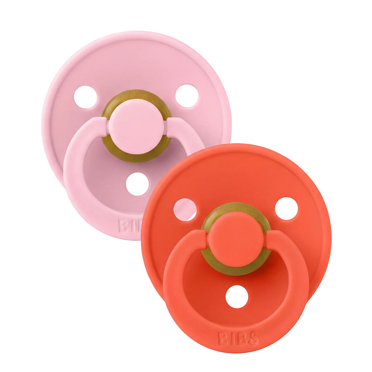 BIBS Round Dummies - Baby Pink/Tango