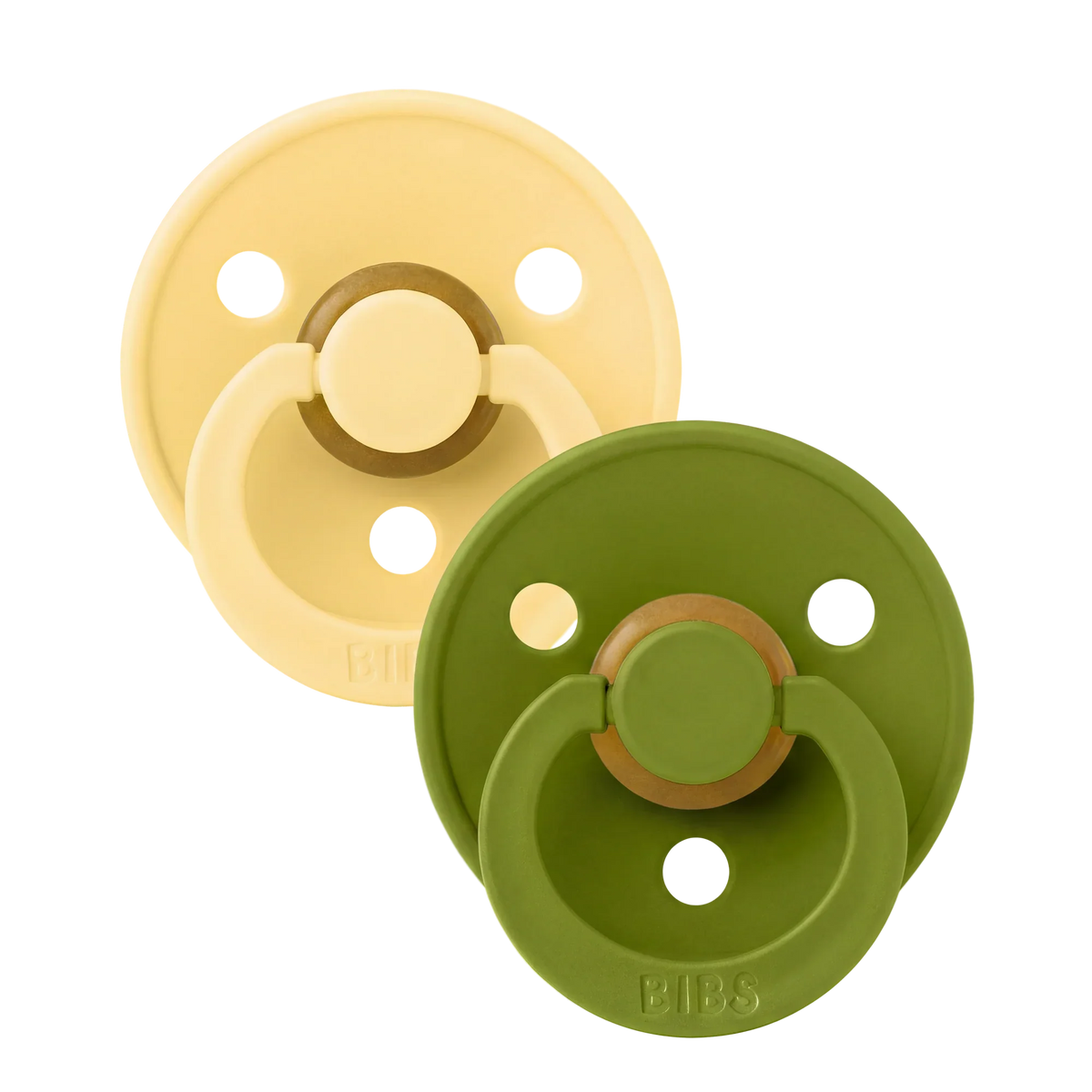 BIBS Round Dummies - Pale Butter/Wasabi