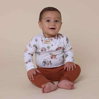 Snuggle Hunny - Diggers & Tractors Long Sleeve Organic Bodysuit