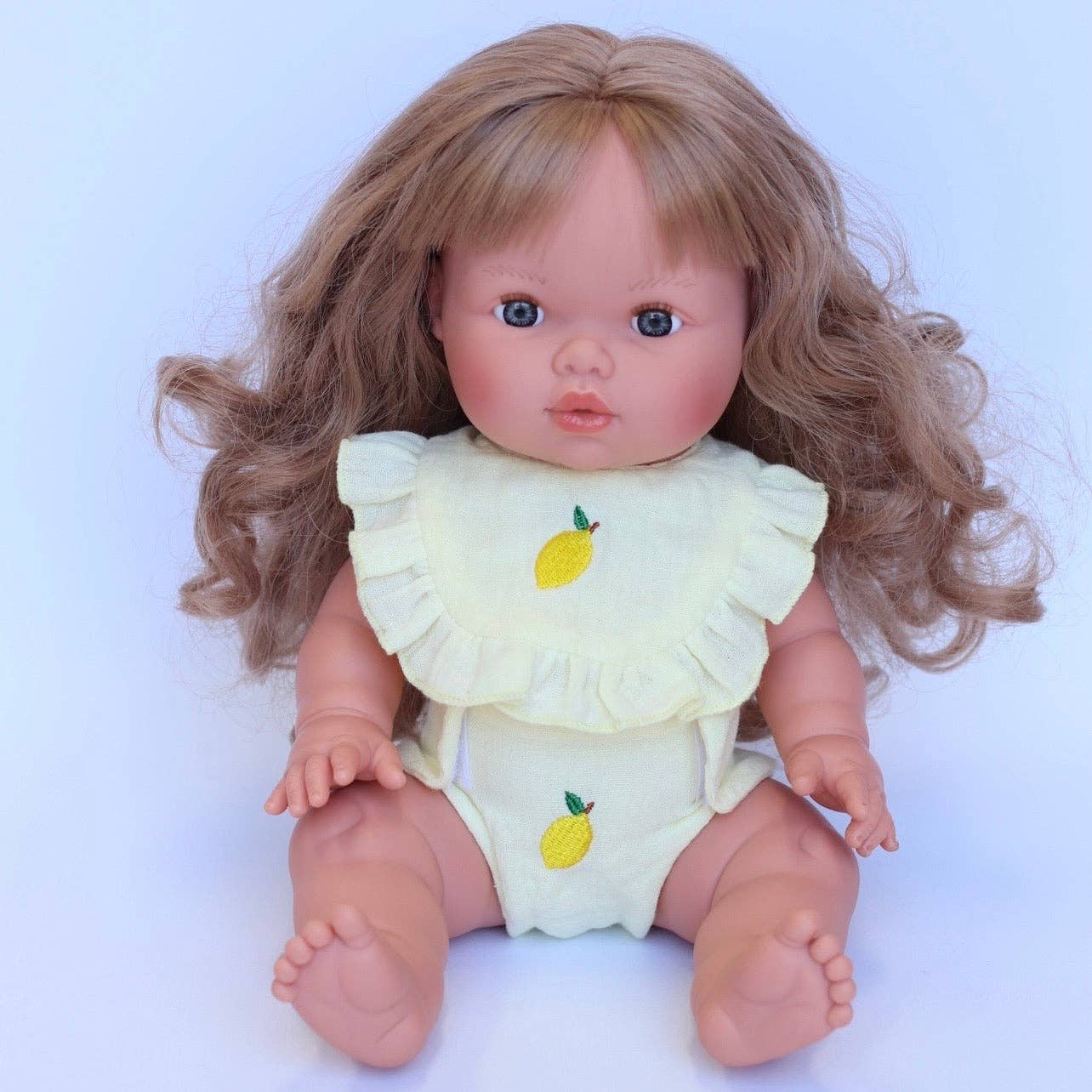 SALLI COLLECTIVE - 🍋 Lemon Frilled Bib & Diaper Doll Set