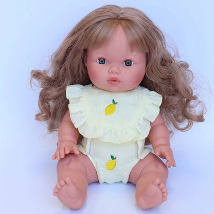 SALLI COLLECTIVE - 🍋 Lemon Frilled Bib & Diaper Doll Set