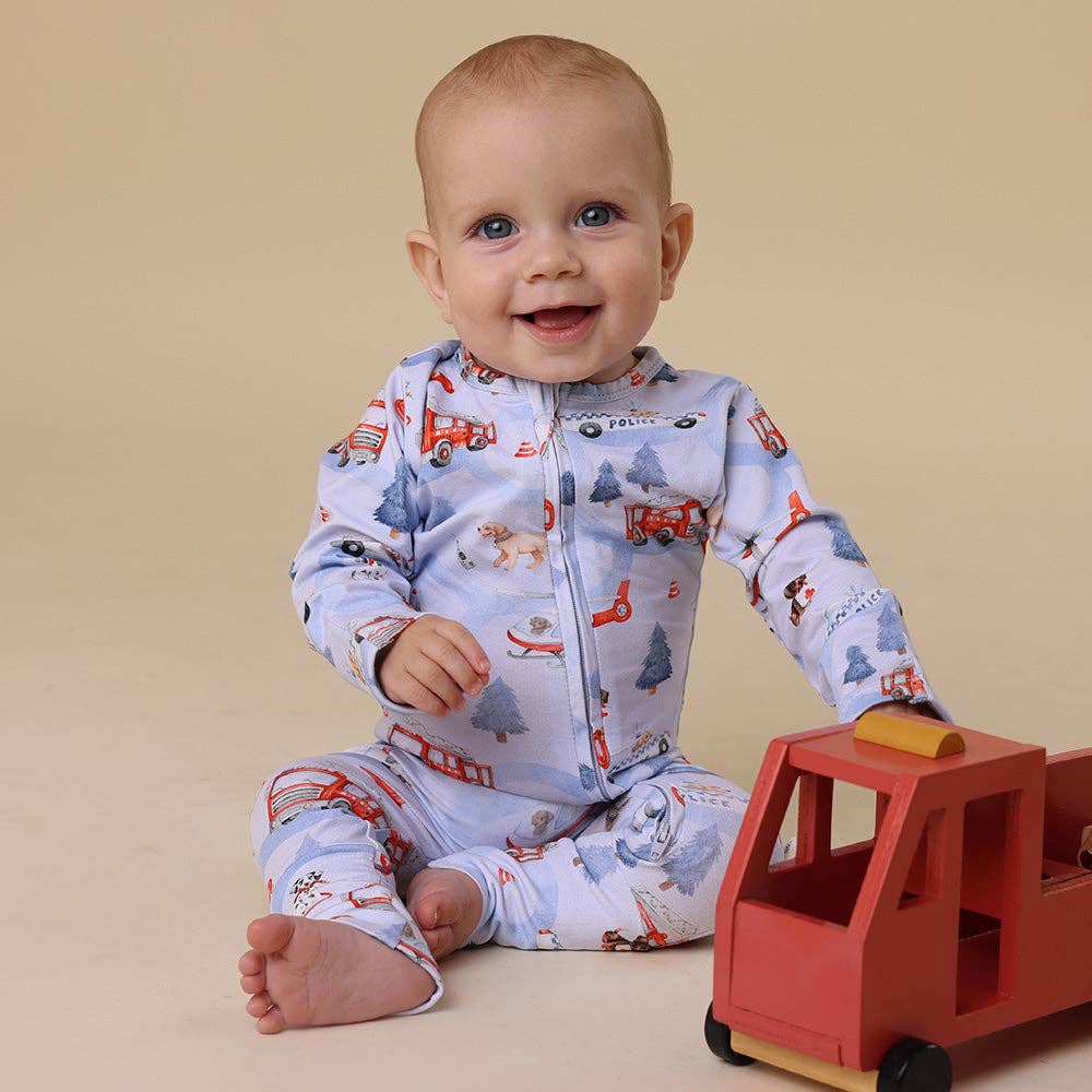 Snuggle Hunny - To The Rescue Organic Snugglesuit Convertible Romper