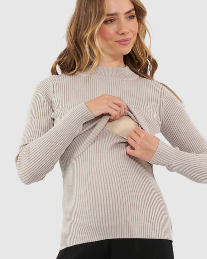 Ripe Maternity - Lift Up Nursing Knit - Stone