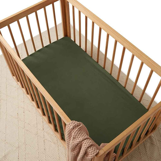 Snuggle Hunny - Olive Organic Cot Sheet