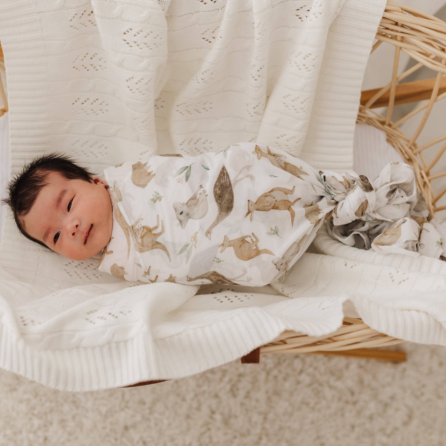 Emotion & Kids - Australiana Muslin Wrap & Sage Pram Clip Set