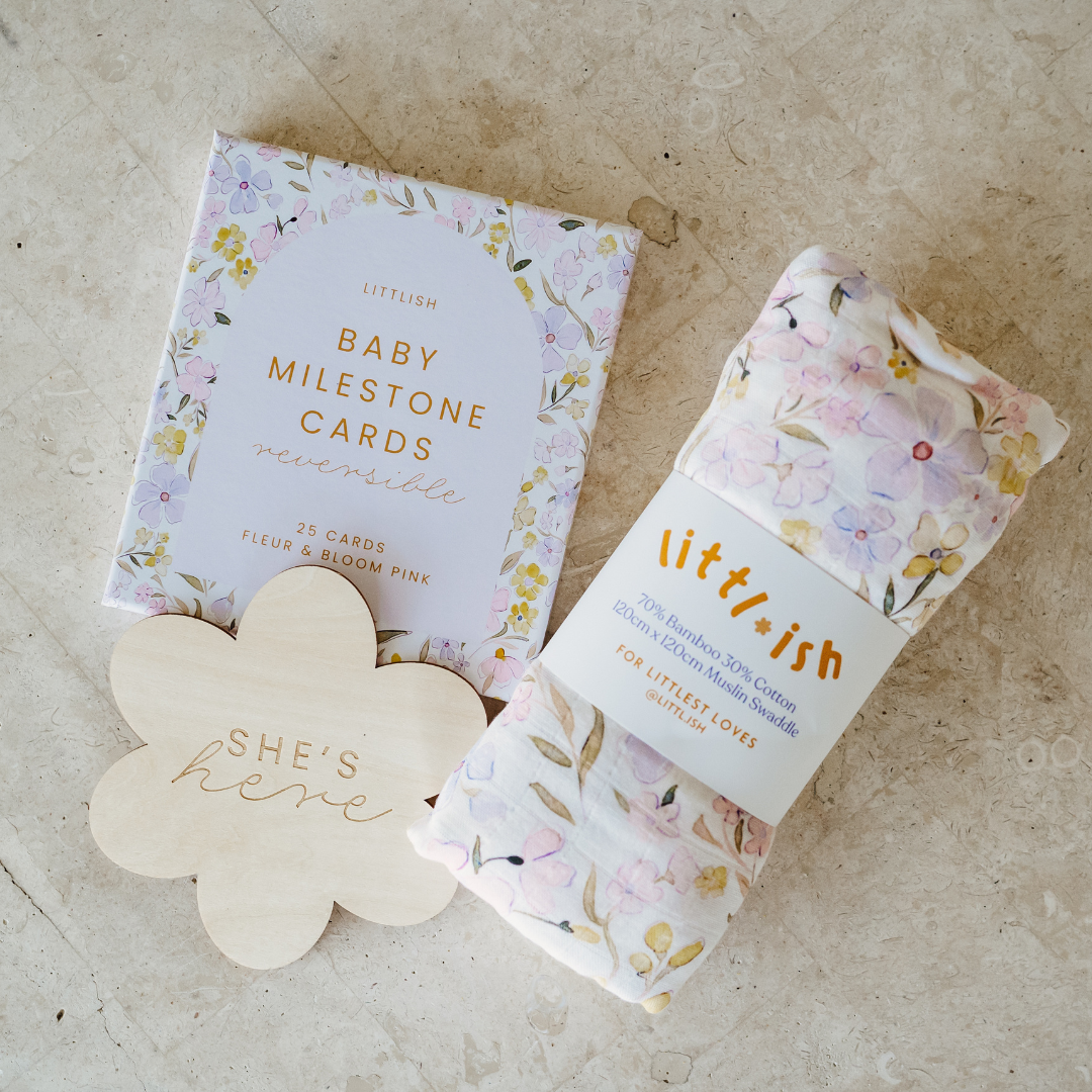 The Beige Collective - Baby Milestone Cards | Fleur & Bloom Pink