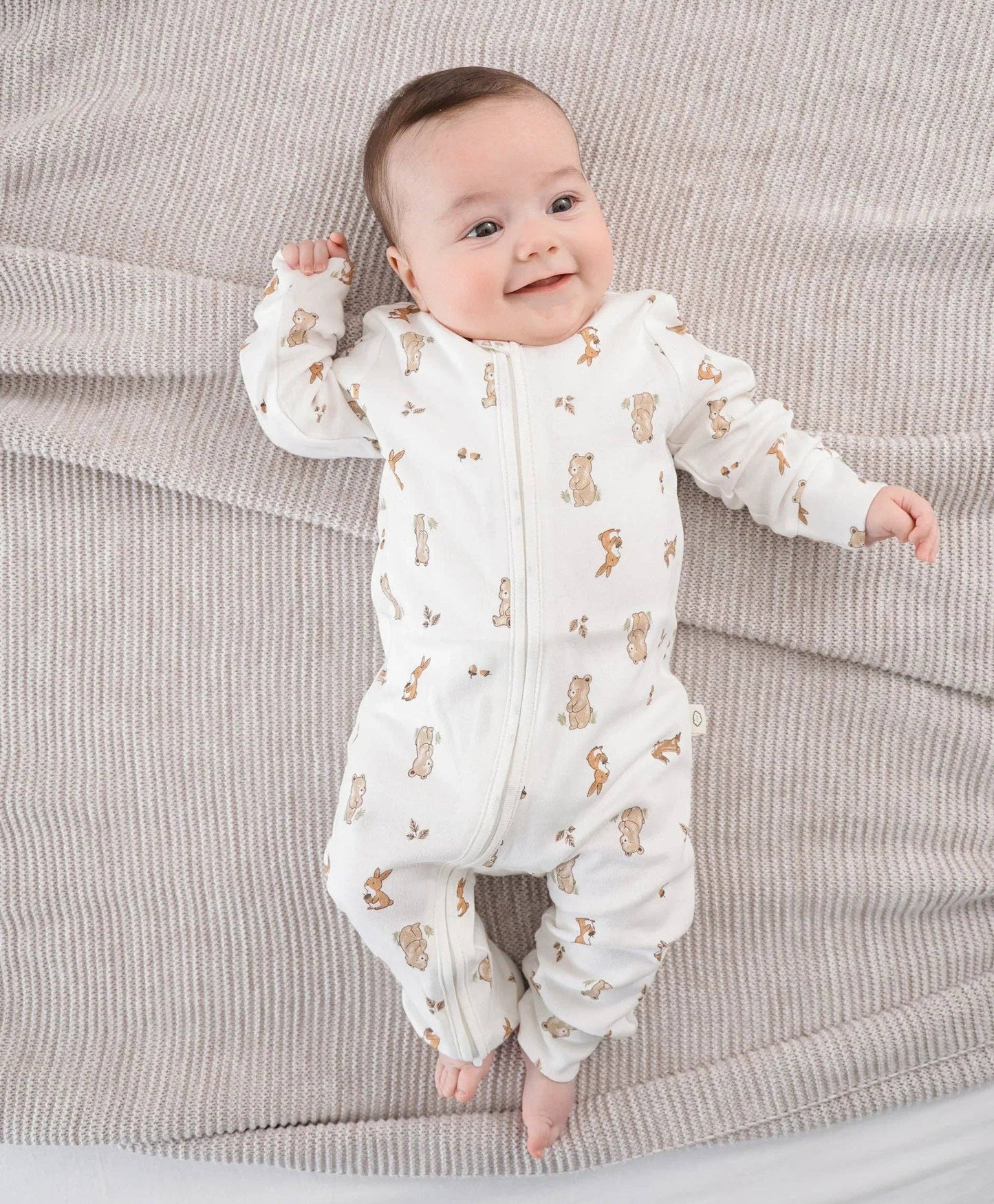 Lūmmi in Colour Babywear - Organic Cotton Growsuit - Bear & Bunny