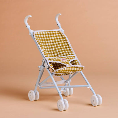 Tiny H - Tiny Harlow Folding Dolls Stroller - Mustard Gingham