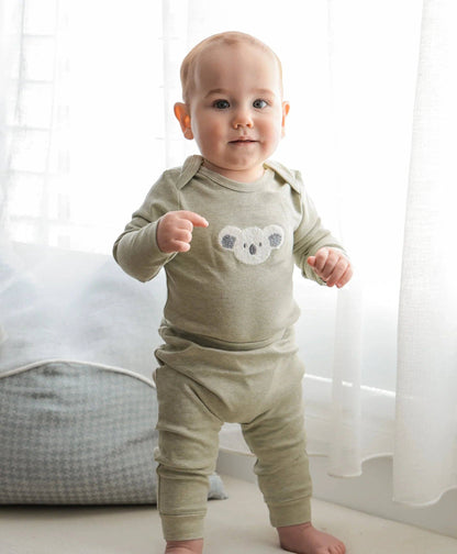 Lūmmi in Colour Babywear - Organic Cotton Long Sleeve Bodysuit - Chenille Koala Bear