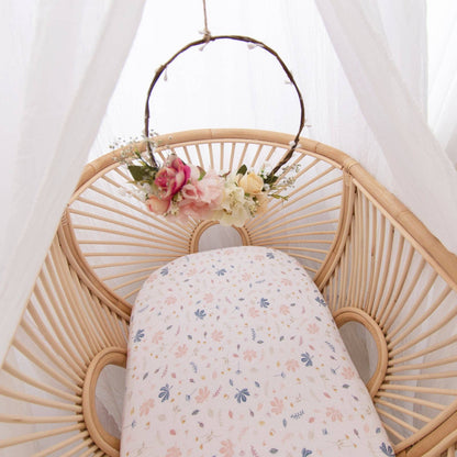 Living Textiles - Organic Muslin 2pk Cradle Fitted Sheet - Botanical