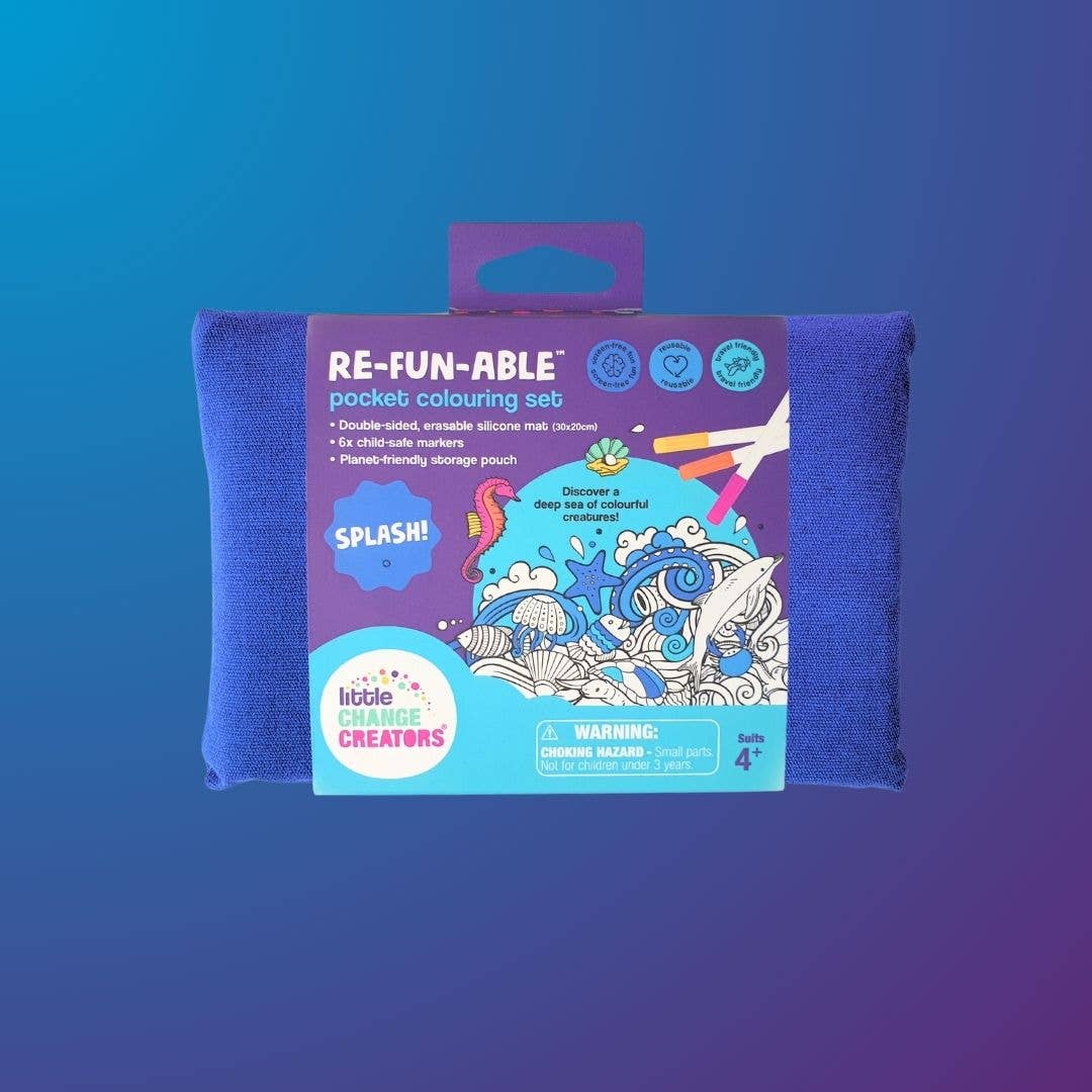 Little Change Creators - SPLASH! Pocket Reusable Colouring Set | Sealife Travel Toy