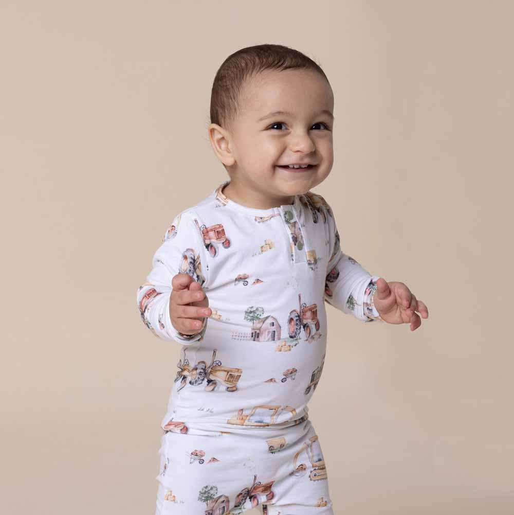 Snuggle Hunny - Diggers & Tractors Organic Growsuit