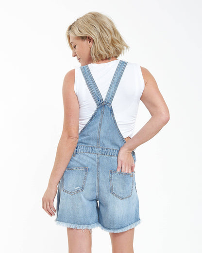 Ripe Maternity - Denim Short Overalls Pale Blue