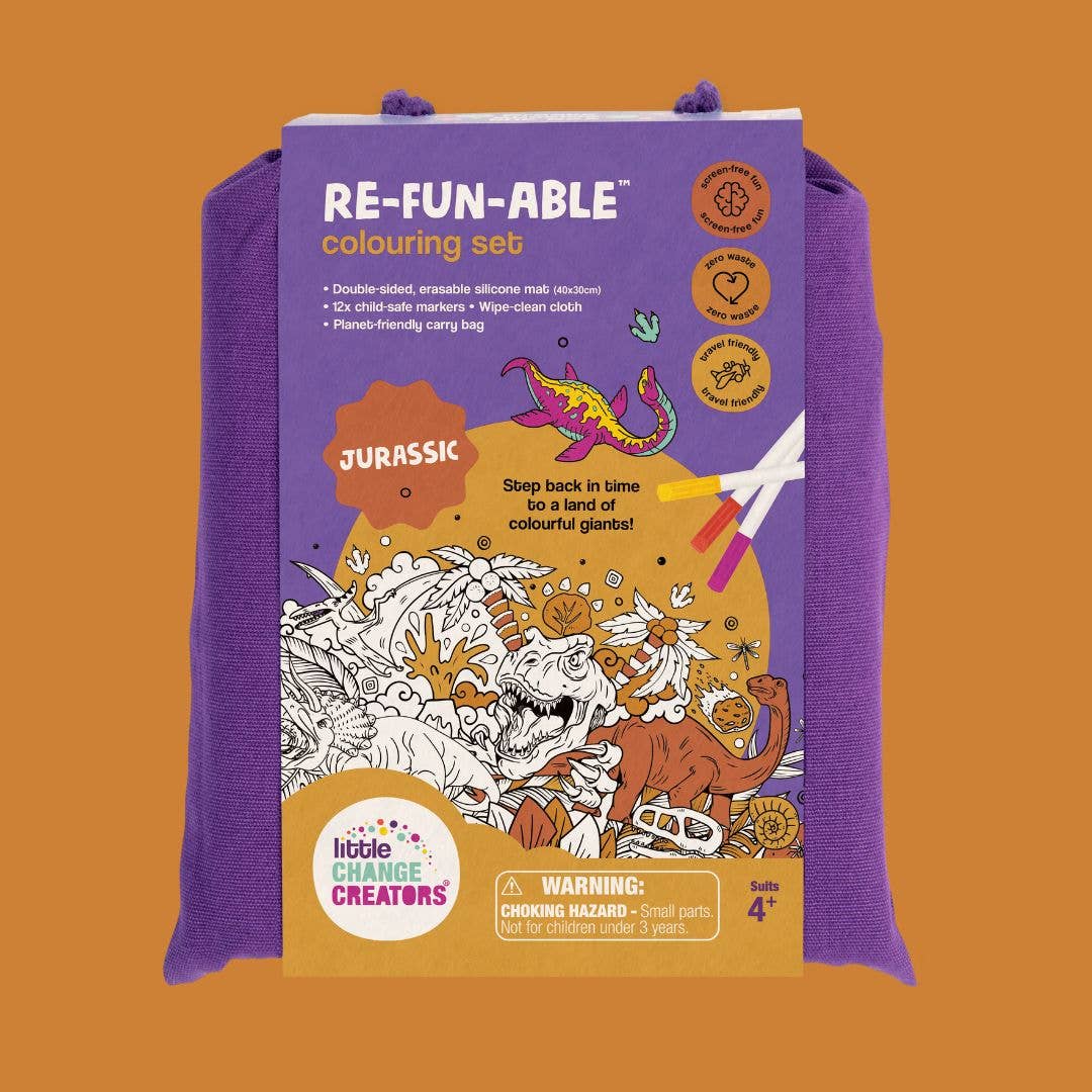 Little Change Creators - JURASSIC | Re-FUN-able™ Dinosaur Colouring + Doodle Mat