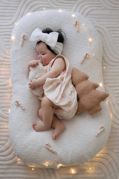 Petite + Co - MUSLIN BOW CANDY CANE ROMPER