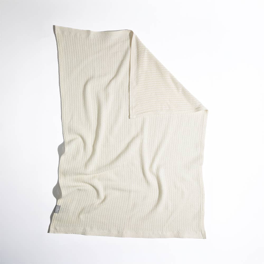Living Textiles - Bassinet Cotton Cellular Blanket - Natural White