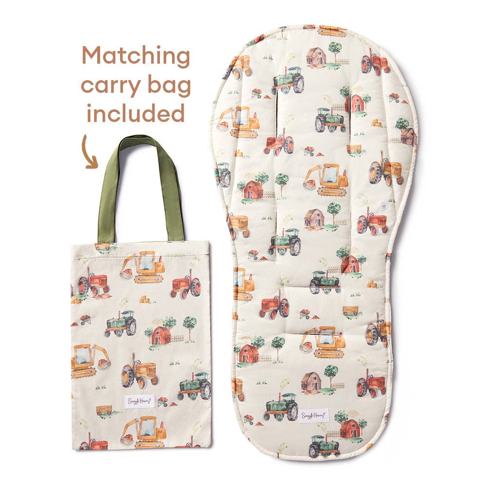 Snuggle Hunny - Diggers & Tractors Universal Organic Pram Liner