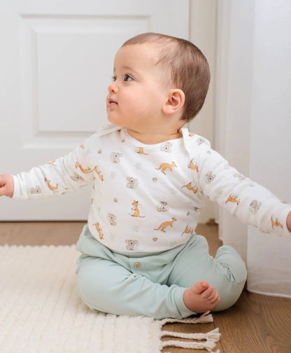 Lūmmi in Colour Babywear - Organic Cotton Baby Long Sleeve Bodysuit - Kangaroo & Koala