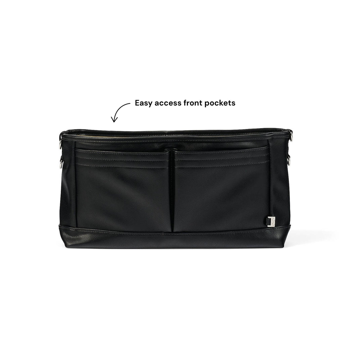 OiOi - Signature Pram Caddy - Black Dimple Vegan Leather