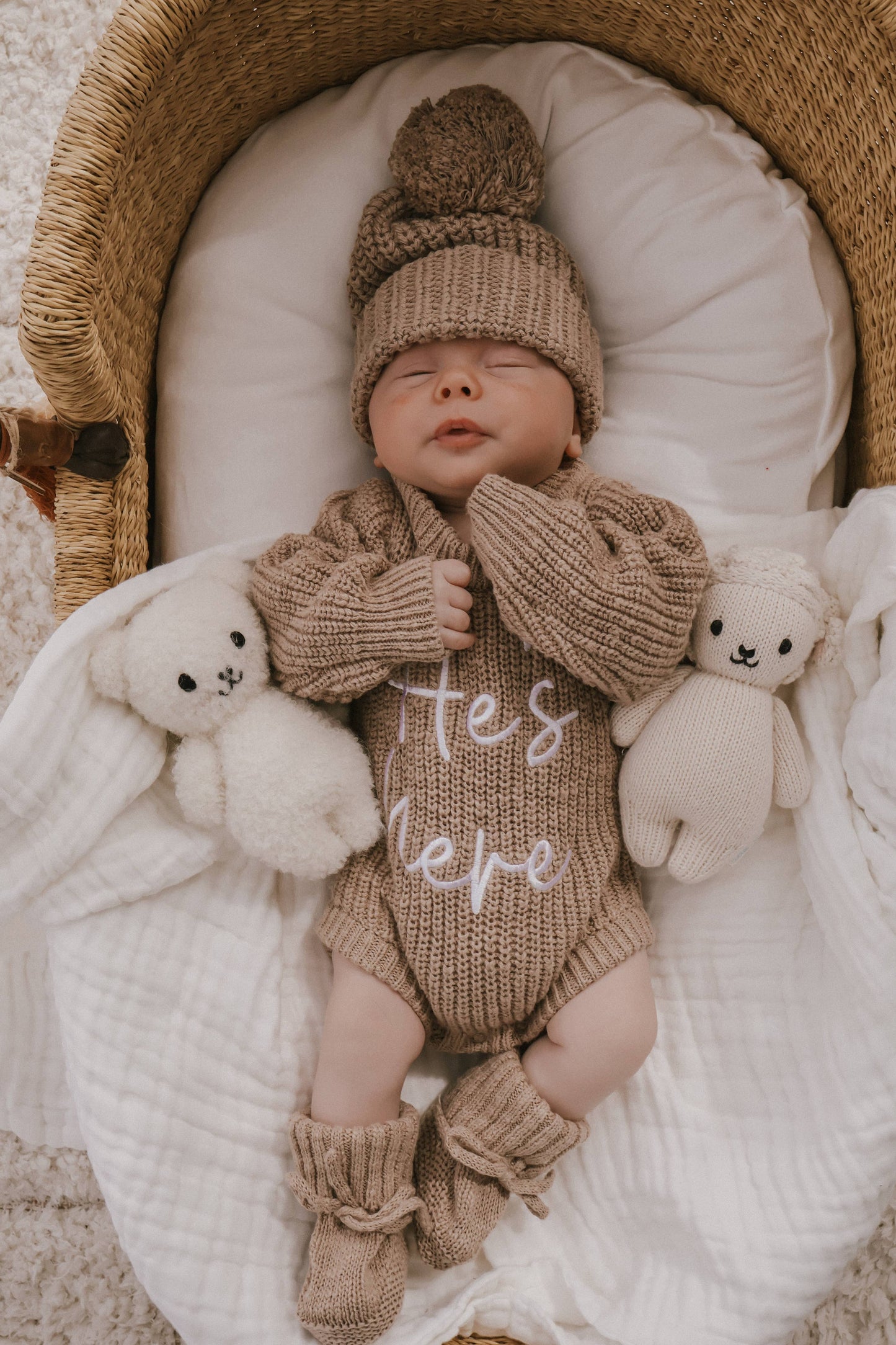 Petite + Co - HE'S HERE TEXTURED BROWN ROMPER