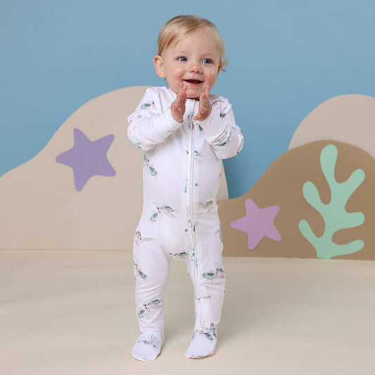 Snuggle Hunny - Turtle Organic Snuggle Sleepsuit Zip Footie