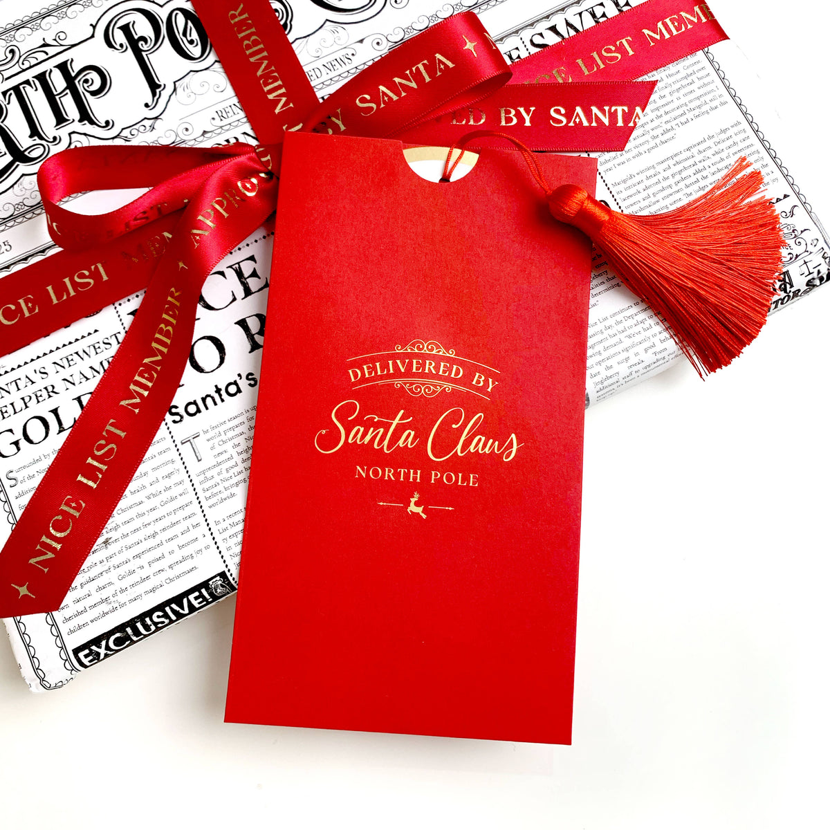 Black Bow Studio - Santa's Sleigh Delivery Receipt Christmas Gift Tag