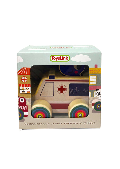 ToysLink - Wooden Mini Wheelie Emergency Vehicles with Animals