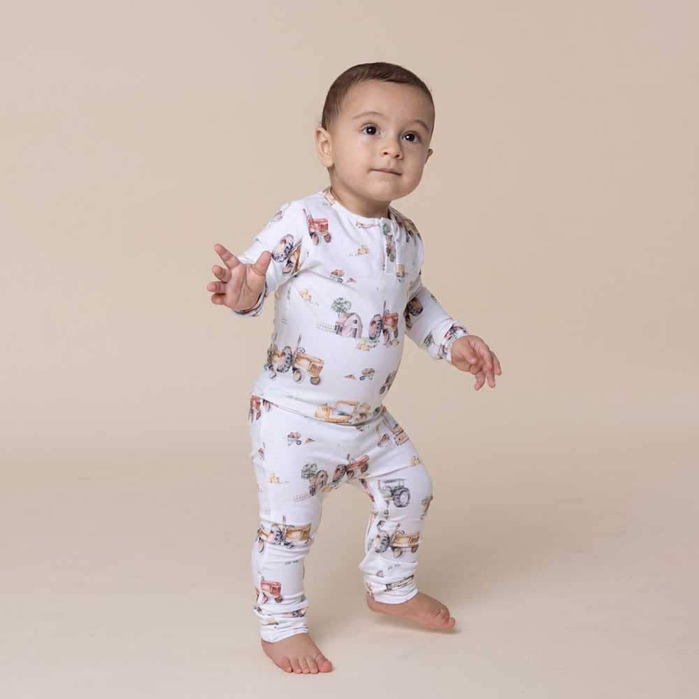 Snuggle Hunny - Diggers & Tractors Organic Growsuit