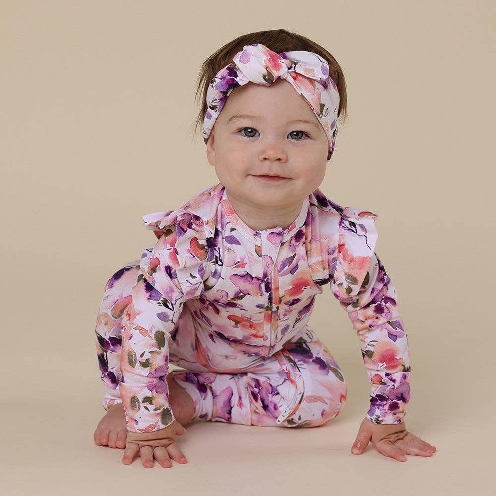 Snuggle Hunny - Blushing Beauty Organic Snugglesuit Convertible Romper with Frill